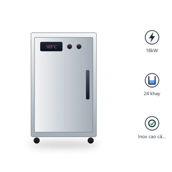 Tủ nấu cơm 24 khay điện và gas